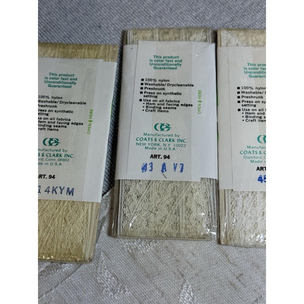Lot of 7 Vintage Coats & Clark Boiltex Stretch Lace Seam Binding 3yds Art‎ 94 - Picture 9 of 9